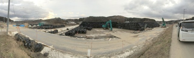 Bags of Radioactive Debris Being Stacked